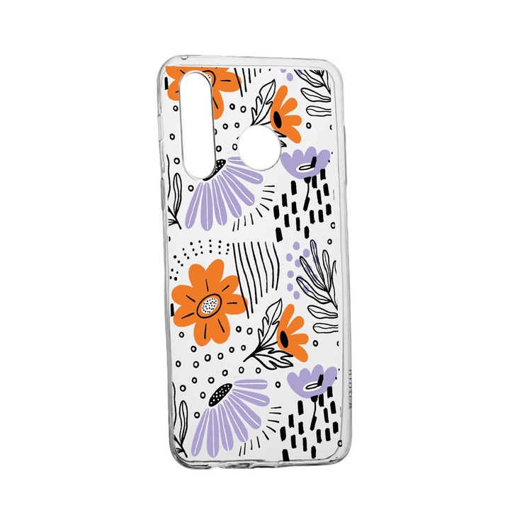 Husa Silicon Compatibila Cu Samsung Galaxy A40, Flowers - Patel Colors, rezistenta la uzura, anti-alunecare, 757