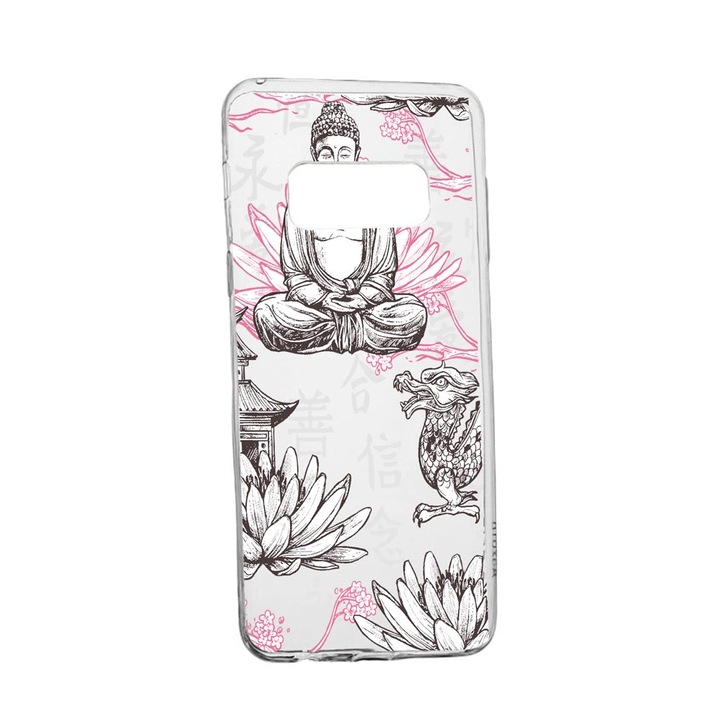 Husa Silicon Compatibila Cu Samsung Galaxy Note 9, Buddha, rezistenta la uzura, anti-alunecare, 768