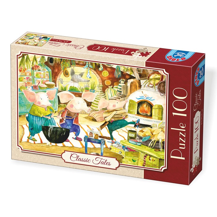 D-Toys puzzle, mesék, A három kismalac, 100 darab