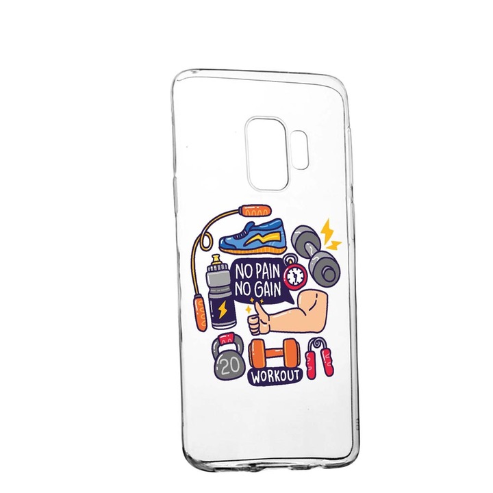 Husa Silicon Compatibila Cu Xiaomi Redmi Note 8 Pro, Workout - No Pain No Gain, rezistenta la uzura, anti-alunecare, 783