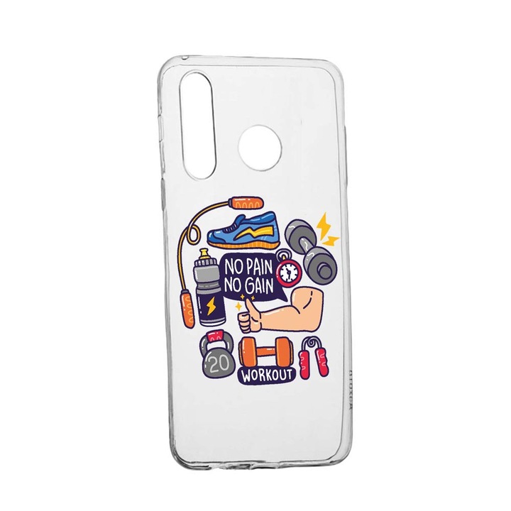 Husa Silicon Compatibila Cu Samsung Galaxy A40, Workout - No Pain No Gain, rezistenta la uzura, anti-alunecare, 783