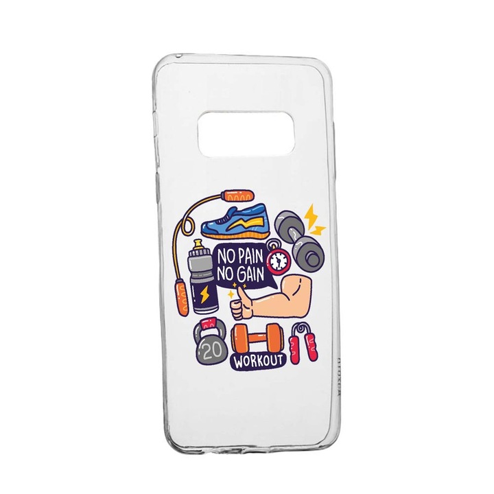 Husa Silicon Compatibila Cu Samsung Galaxy Note 9, Workout - No Pain No Gain, rezistenta la uzura, anti-alunecare, 783