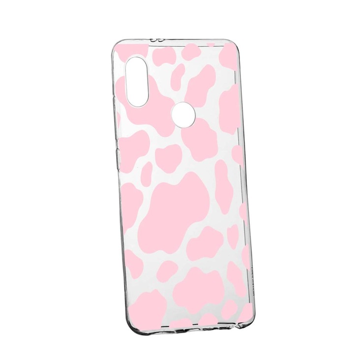 Szilikon tok Huawei Y7 2019-hez, Pink Cow, kopásálló, csúszásmentes, 786