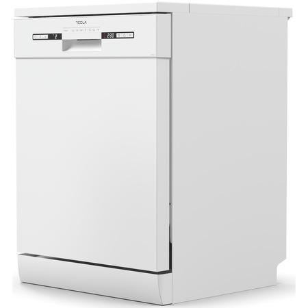 Masina de spalat vase Tesla WD661M, 12 seturi, 7 programe, Clasa E, Pornire intarziata, Incarcare la jumate, 60 cm, Alb