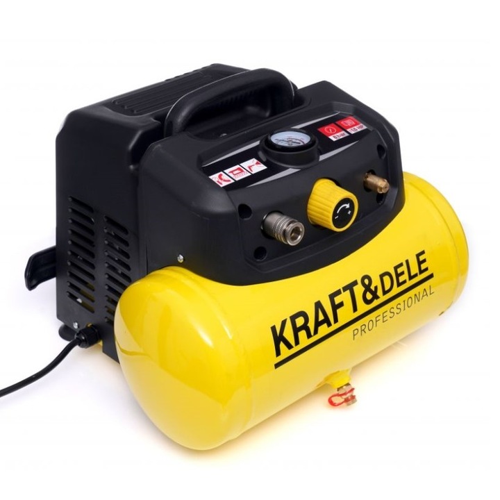 Компресор без масло, Kraft&Dele, 6L, 8bar, 1.1kW, 180L/min
