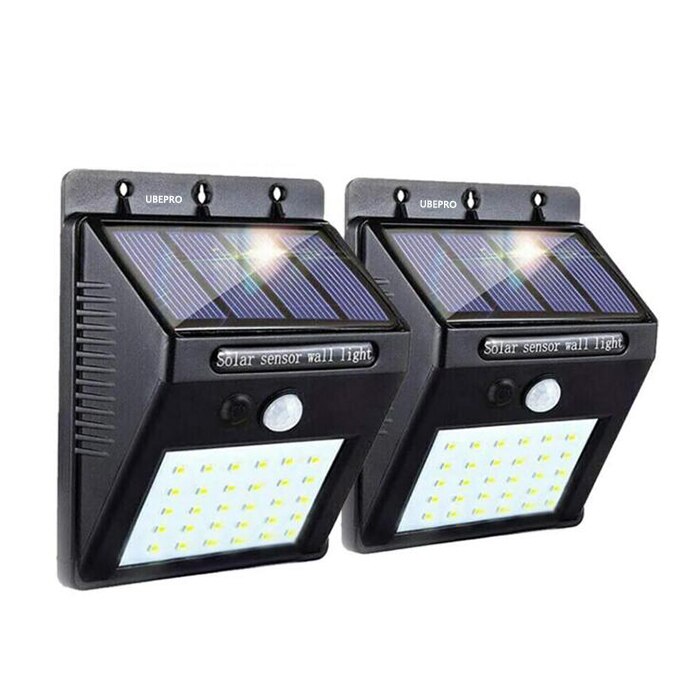 Set 2 Lampi solare LED, Kosiil, senzor de miscare, Negru