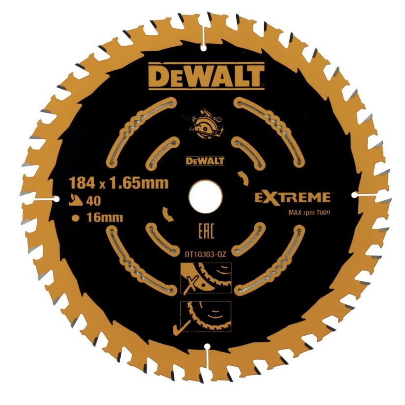 Panza circulara Extreme 184X16X1MM 40Z, DeWALT, DT10303