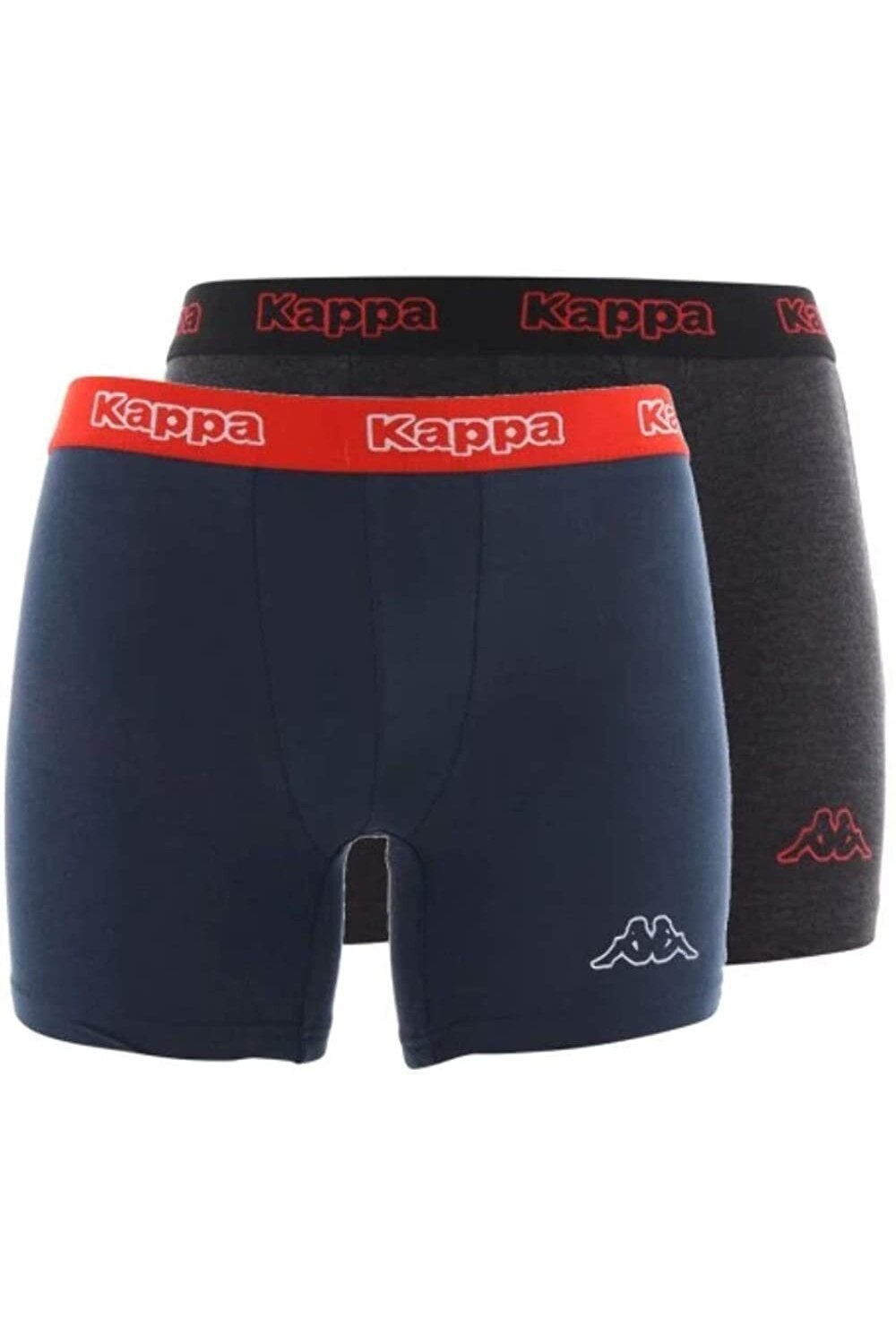 Set 2 boxeri KAPPA, 95% BBC, banda elastica colorata cu LOGO, bleumarin/gri antracit, Bleumarin/Gri antracit