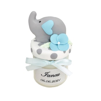 Set marturii pentru botez lumanare din ceara, Elefant, blue, set 10 bucati Set marturii pentru botez lumanare din ceara, Elefant, blue, set 10 bucati