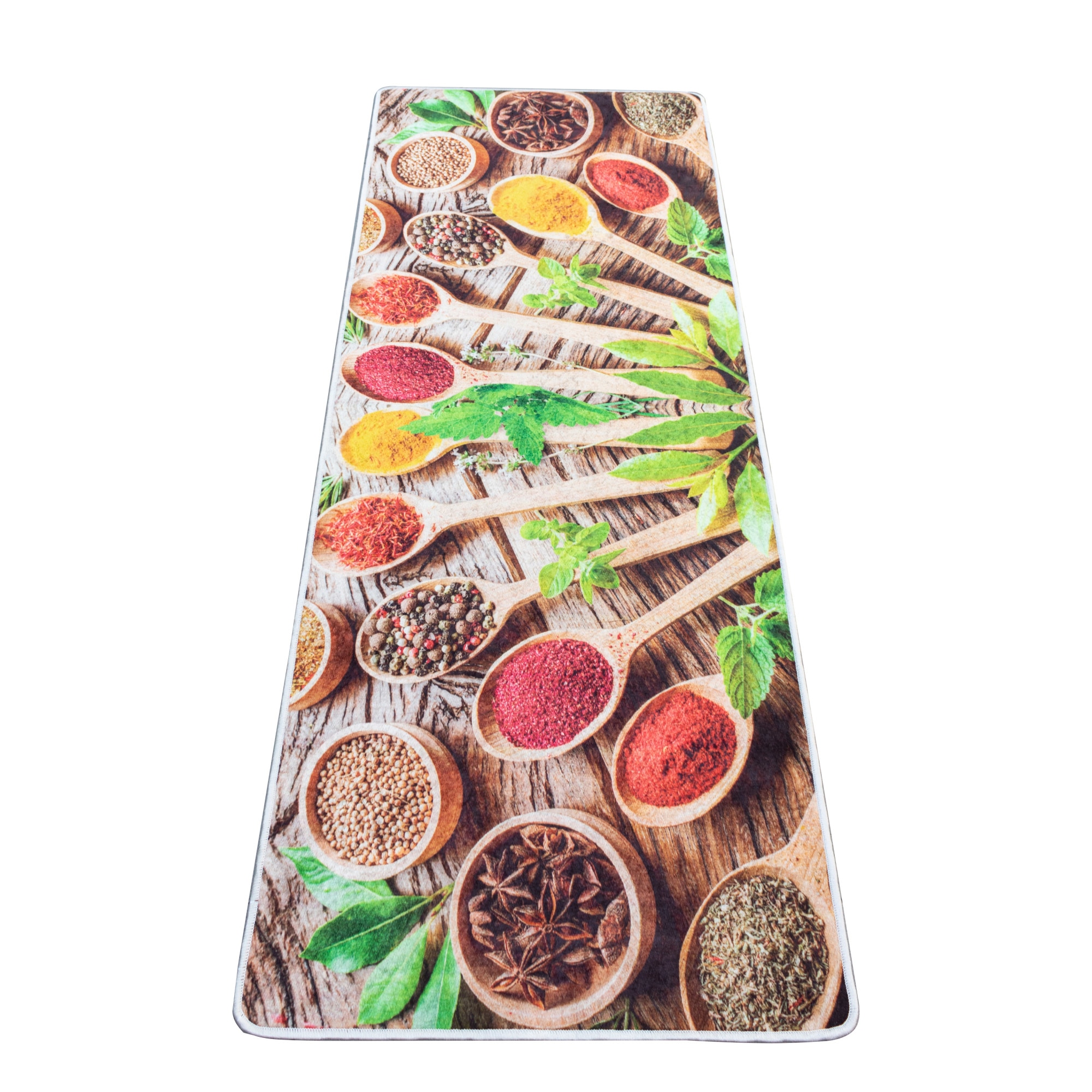 Covor bucatarie Brill Five Tablespoons , 80x200 cm , grosime 2.5 mm, tip printed, poliester, lavabil, antiderapant, gramaj 1000g/mp , model cinci linguri