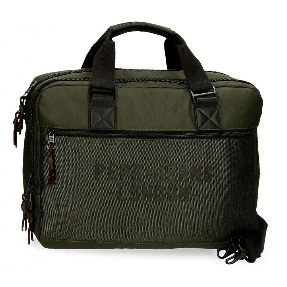Geanta de umar cu compartiment pentru laptop 40 cm, Pepe Jeans London Bromley verde