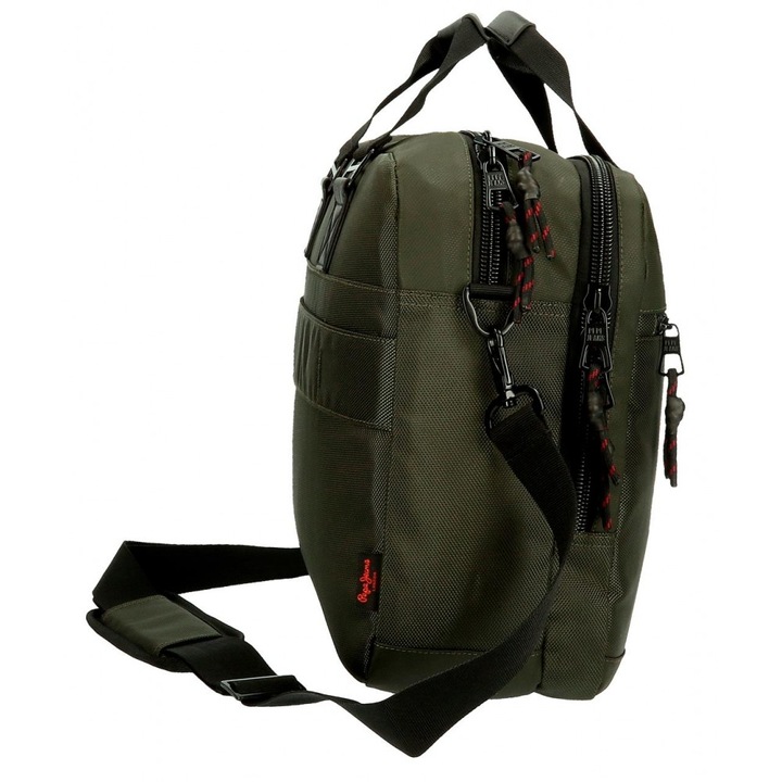 Geanta de umar cu compartiment pentru laptop 40 cm, Pepe Jeans London Bromley verde