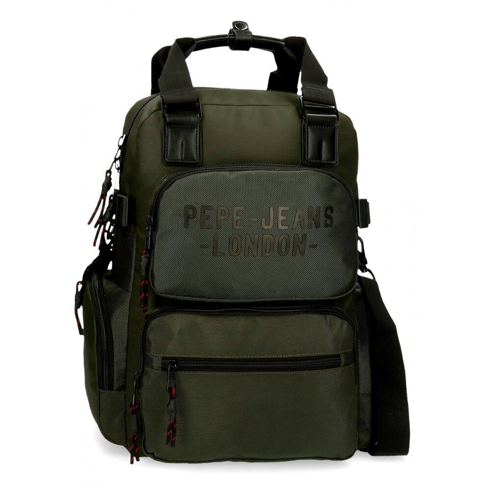 Rucsac / Geanta cu compartimentpentru laptop/tableta 41 cm, Pepe Jeans London Bromley verde