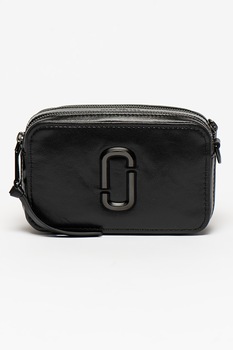 Marc Jacobs, Geanta crossbody de piele cu aplicatie metalica, Negru Marc Jacobs, Geanta crossbody de piele cu aplicatie metalica, Negru