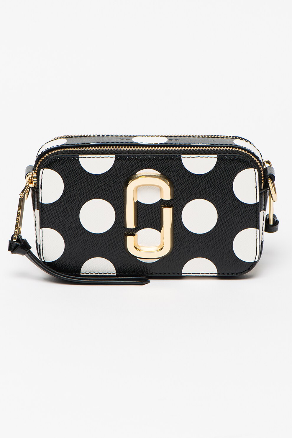 Marc Jacobs, Geanta crossbody de piele cu bareta detasabila din lant, Negru/Alb