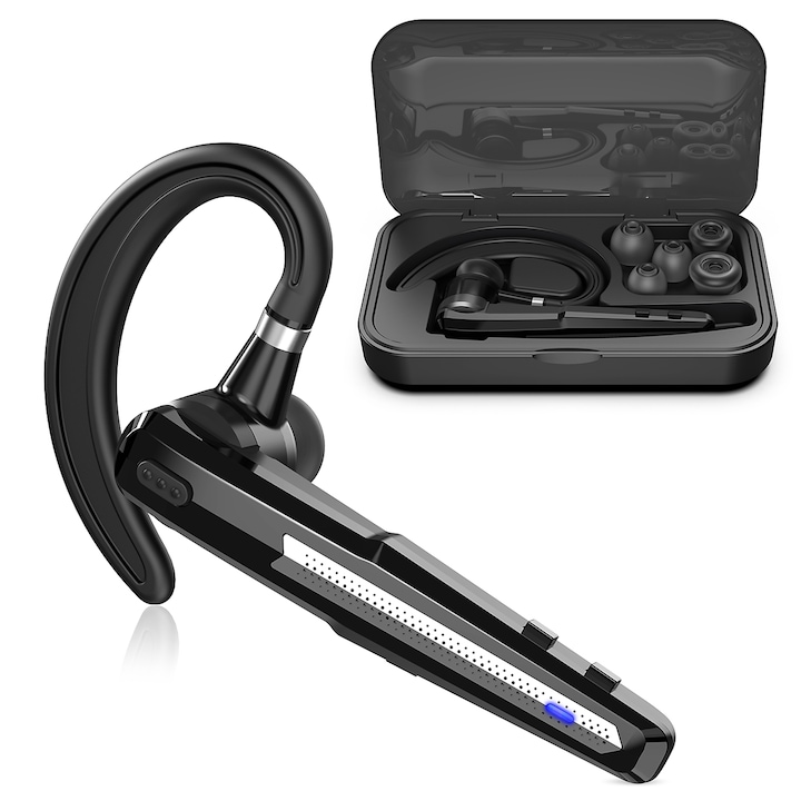 Casti wireless ZEEVOS MY14s, open-ear, bluetooth 5.3, true wireless, model sport clipsare pe ureche, free clip, control tactil, sunet HD, transmisie directionala spatiala fara pierderi de sunet, rezistenta la umiditate, alb-negru