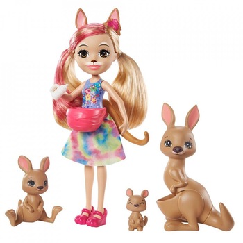 Set de joaca papusa Kamilla Kangaroo si cangurii Tote, Joey si Satchel Enchantimals Set de joaca papusa Kamilla Kangaroo si cangurii Tote, Joey si Satchel Enchantimals