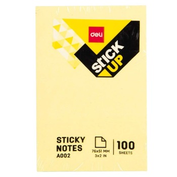 Set 100 Notite Adezive Deli Stick Up, 76x51 mm, Galbene Set 100 Notite Adezive Deli Stick Up, 76x51 mm, Galbene