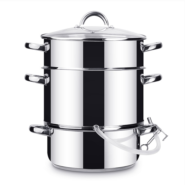 Storcator de fructe cu abur Konighoffer, Capacitate 8 L, Inox, Argintiu