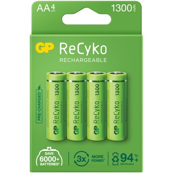 Baterii reincarcabile GP ReCyko AA 1300 mAh, 4 buc Baterii reincarcabile GP ReCyko AA 1300 mAh, 4 buc