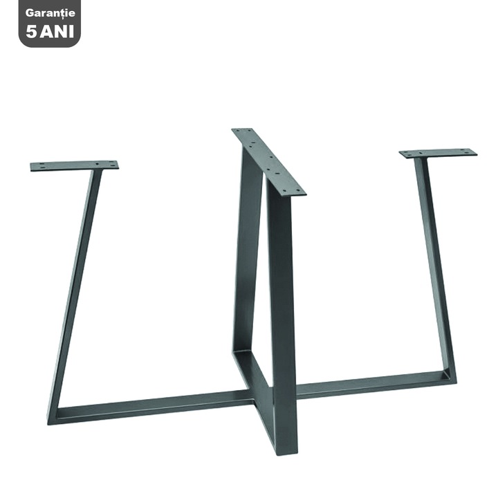Set Picior Masa Rotunda sau Ovala Dining - Conferinta, Stil Scandinav Trapez, Vopsire in camp electrostatic, Finisaje Premium, BalustradeTM, Metal Negru H 72 cm x 120 x 60 cm x 6 cm