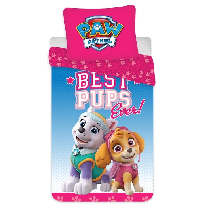 Lenjerii de pat copii, Paw Patrol, Best Pups Ever 2 piese 100x135 cm, 40x60 cm Multicolor 100x135