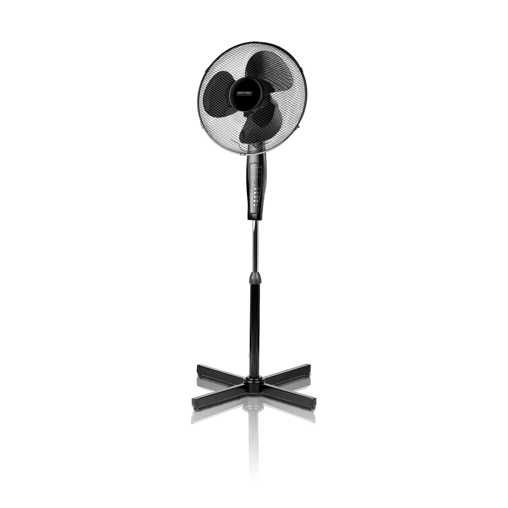 Ventilator cu picior MWP-19C's MPM, 3 trepte de viteza, Oscilatie, Inaltime reglabila, Cronometru, Telecomanda, Negru