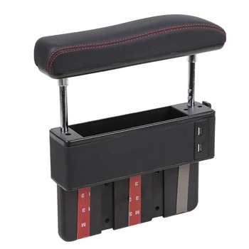 Cotiera auto universala plug&play cu USB - neagra cu cusatura rosie - marca aVr Cotiera auto universala plug&play cu USB - neagra cu cusatura rosie - marca aVr