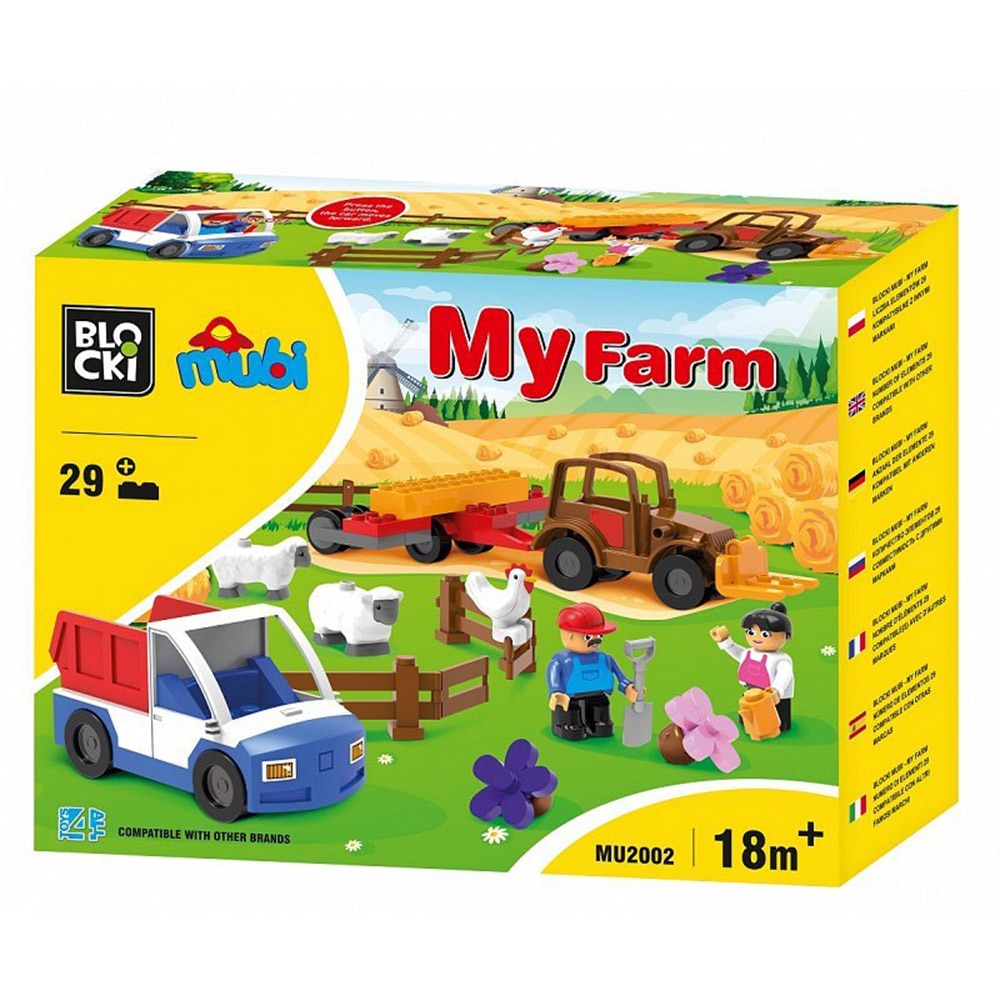 Set de constructie Blocki mubi - Ferma si camioneta, 29 piese
