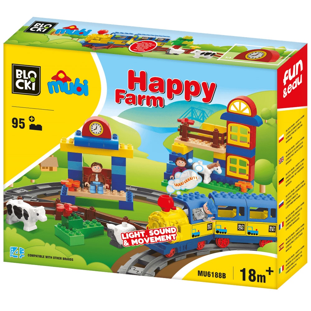 Set de constructie Blocki mubi - Ferma si trenulet, 95 piese
