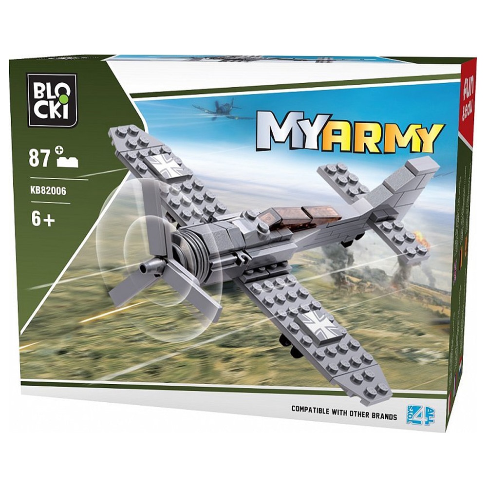 Set de constructie Blocki My Army - Avion militar cu elice, 87 piese