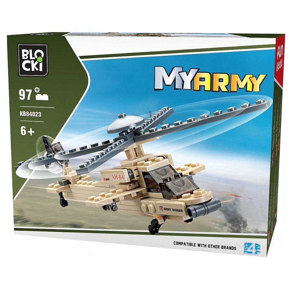 Set de constructie Blocki My Army - Elicopter militar, 97 piese