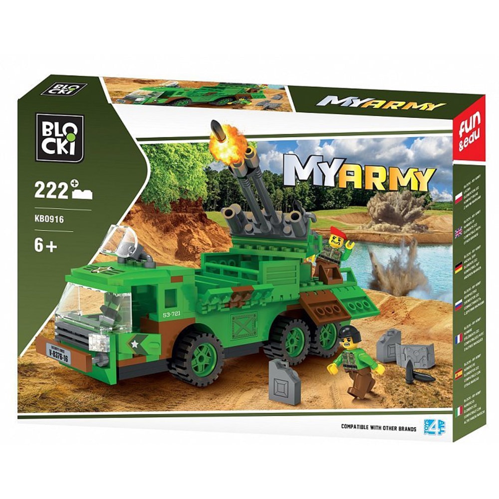 Set de constructie Blocki My Army - Tir militar cu lansator rachete, 222 piese