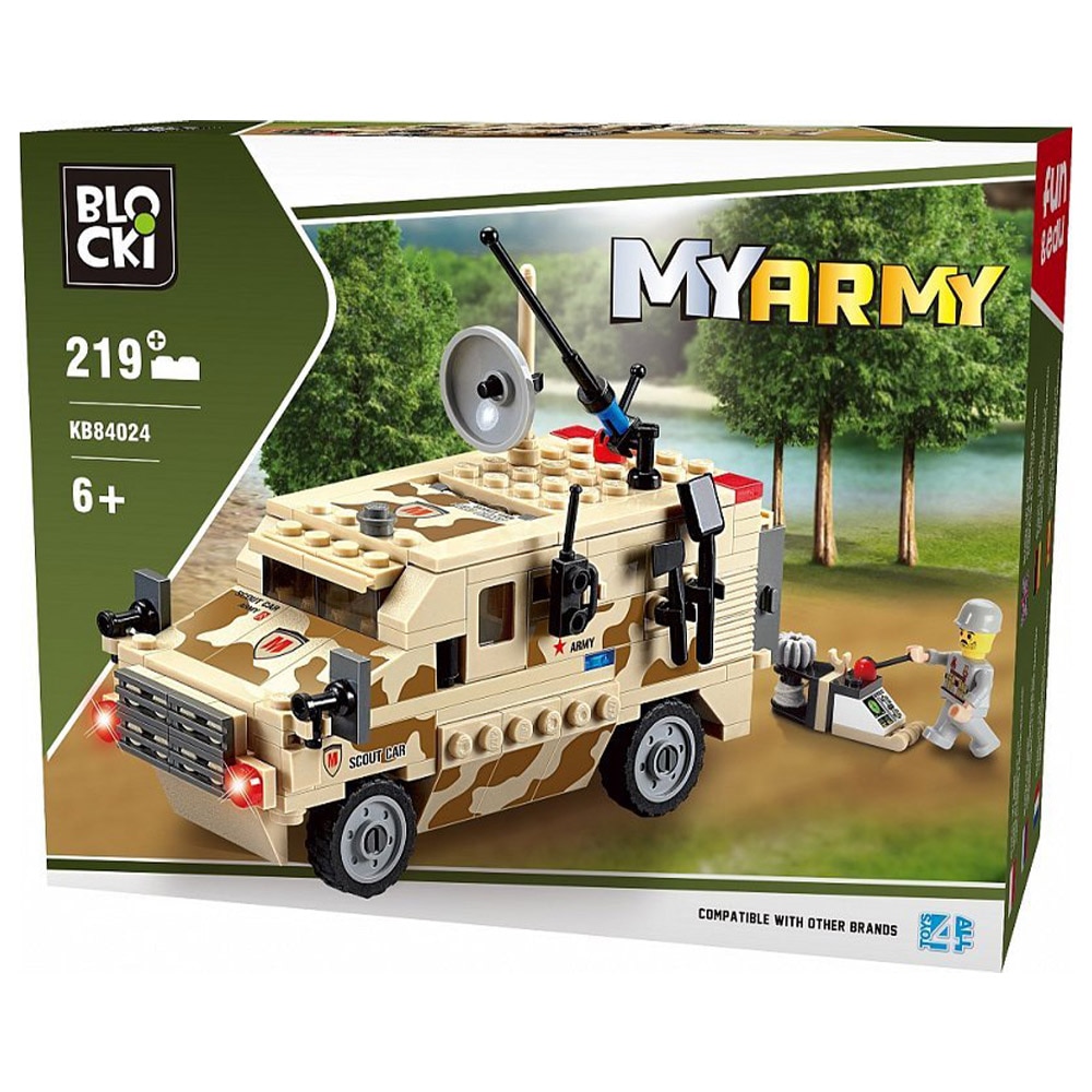 Set de constructie Blocki My Army - Vehicul militar scut, 219 piese
