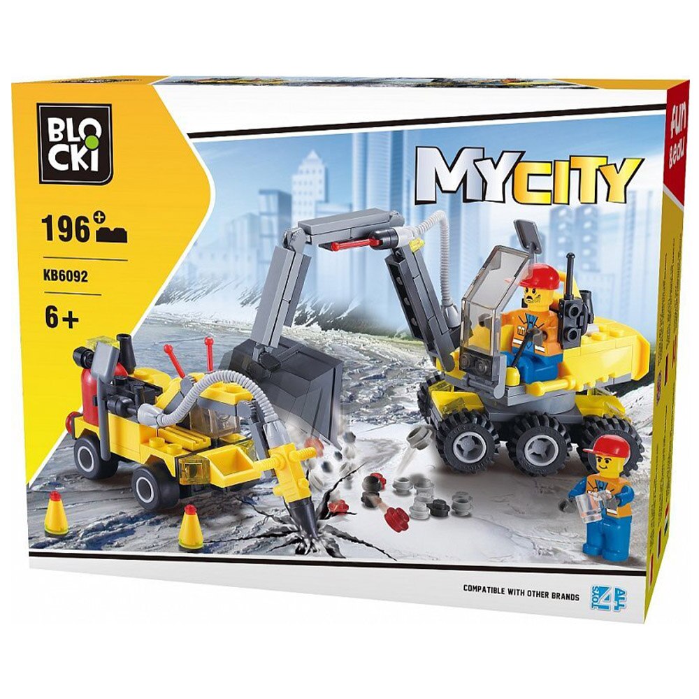 Set de constructie Blocki My City - 2 vehicule constructii, 196 piese
