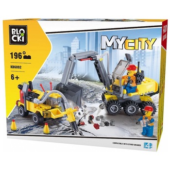 Set de constructie Blocki My City - 2 vehicule constructii, 196 piese Set de constructie Blocki My City - 2 vehicule constructii, 196 piese