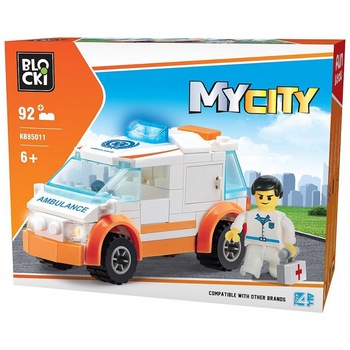 Set de constructie Blocki My City - Ambulanta mica, 92 piese Set de constructie Blocki My City - Ambulanta mica, 92 piese