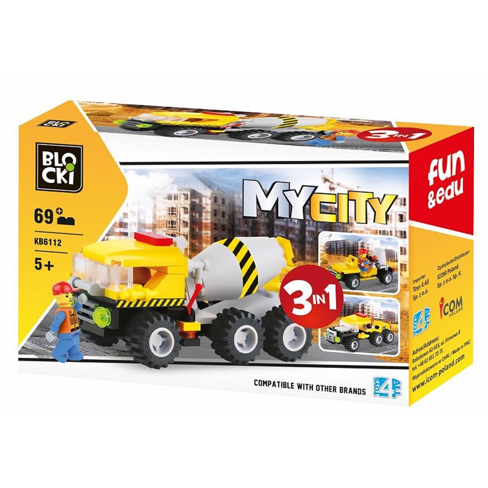Set de constructie Blocki My City - Betoniera 3 in 1, 69 piese
