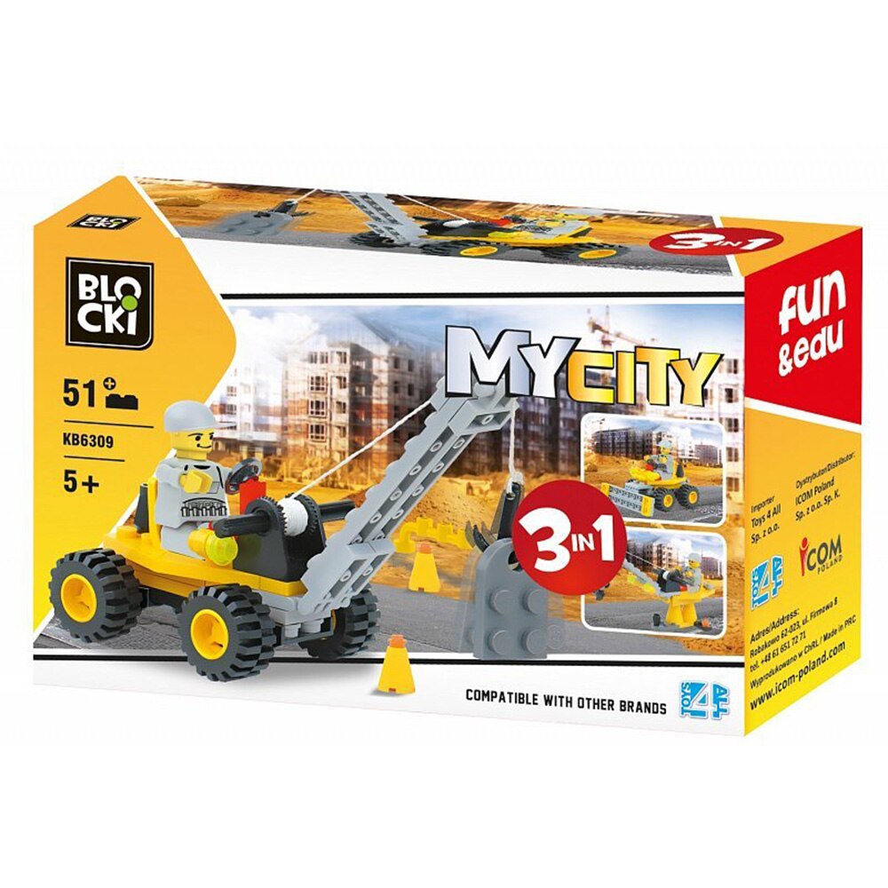 Set de constructie Blocki My City - Macara 3:1, 51 piese