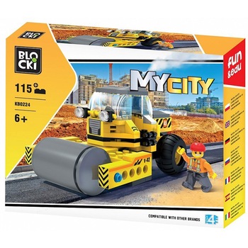 Set de constructie Blocki My City - Masina cu cilindru asfaltare, 115 piese Set de constructie Blocki My City - Masina cu cilindru asfaltare, 115 piese