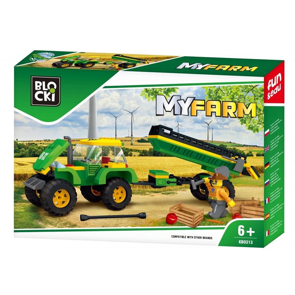 Set de constructie Blocki My Farm - Tractor cu remorca