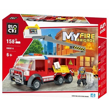 Set de constructie Blocki My Fire Brigade - Camion pompieri cu lift, 158 piese Set de constructie Blocki My Fire Brigade - Camion pompieri cu lift, 158 piese