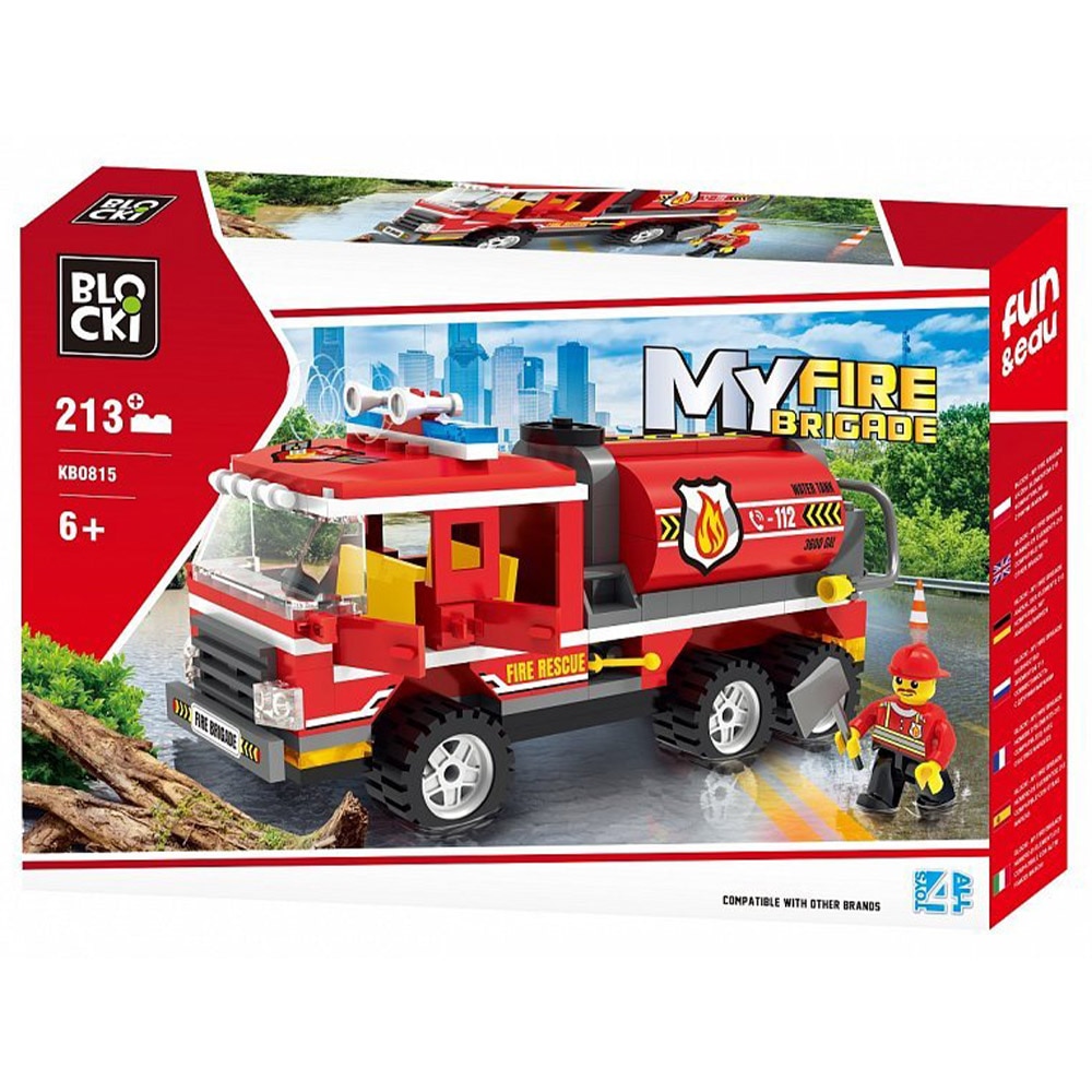 Set de constructie Blocki My Fire Brigade - Cisterna pompieri, 213 piese