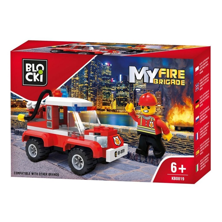 Set de constructie Blocki My Fire Brigade - Masina interventie pompieri, 84 piese