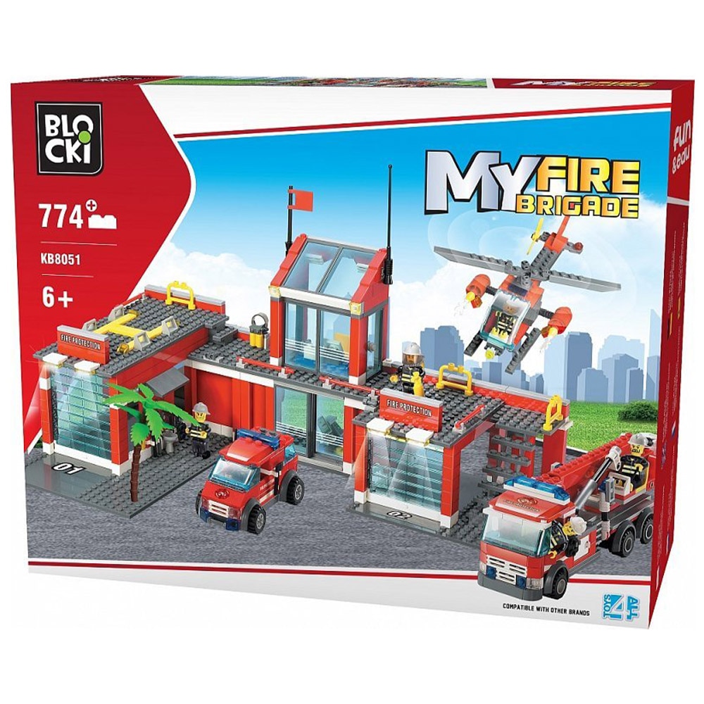Set de constructie Blocki My Fire Brigade - Statie pompieri, 774 piese