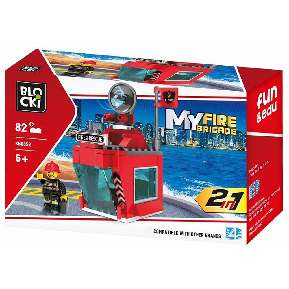Set de constructie Blocki My Fire Brigade - Turn control, Pompieri, 82 piese