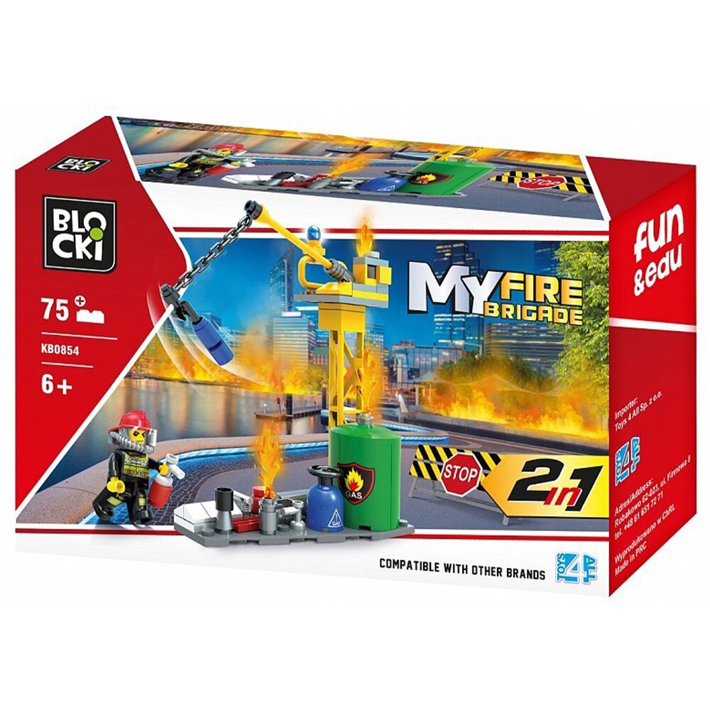 Set de constructie Blocki My Fire Brigade - Utilaj pompieri, 75 piese