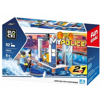 Set de constructie Blocki My Police - Turn control, Politia navala, 92 piese Set de constructie Blocki My Police - Turn control, Politia navala, 92 piese