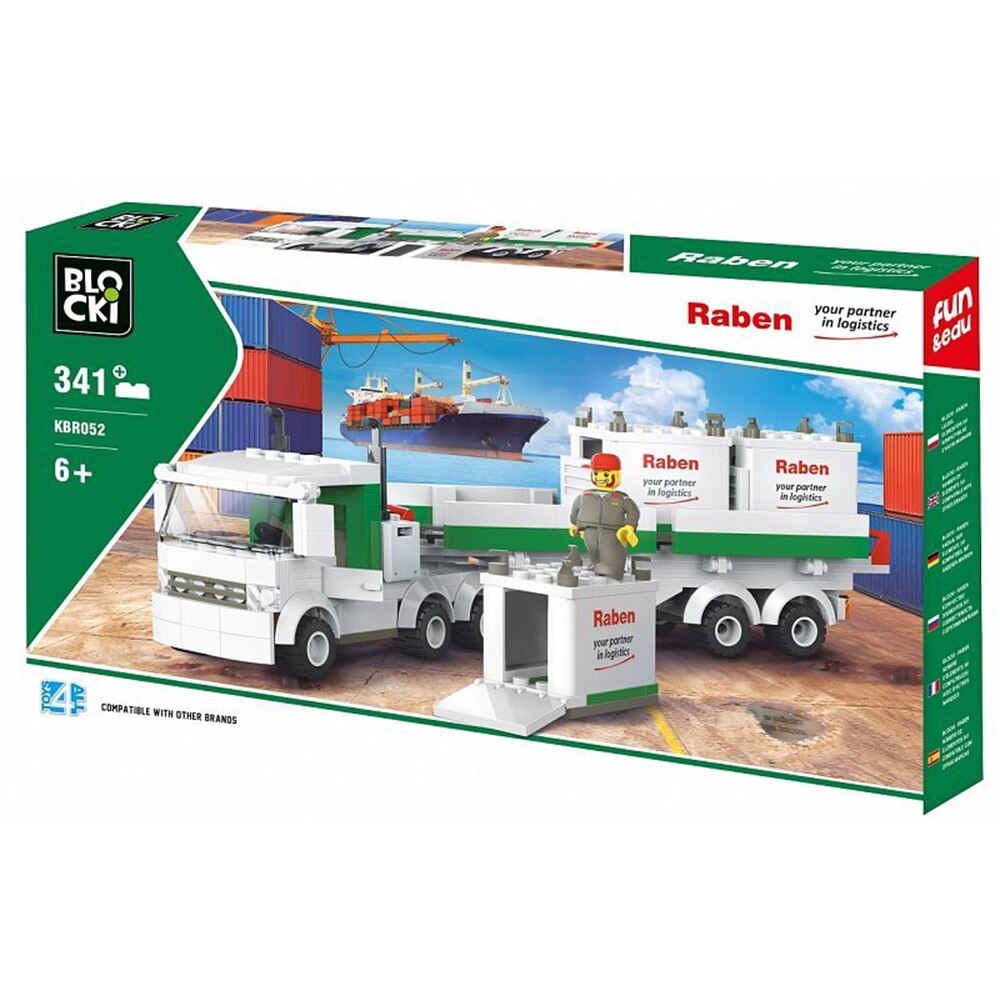 Set de constructie Blocki Raben - Tir si containere, 343 piese