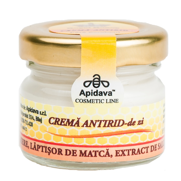 Crema antirid de zi Apidava cu miere, laptisor de matca si extract de salcam, 30 ml